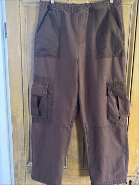 Zara Dark Brown Wide-Leg Cargo  Pants